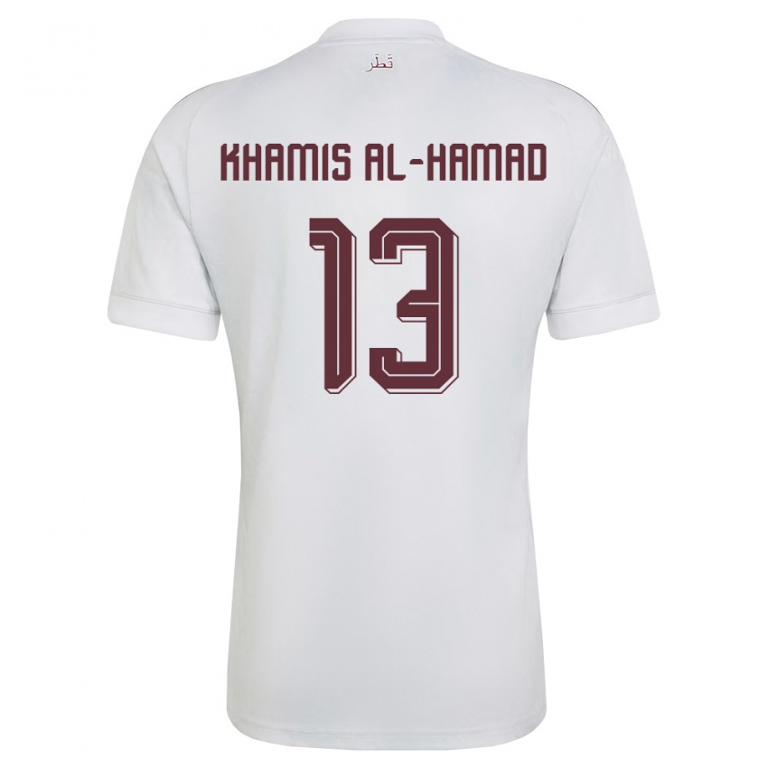 נשים קטאר Saoud Khamis Al-Hamad #13 לבן בורדו הרחק ג'רזי 26-28 חולצה קצרה