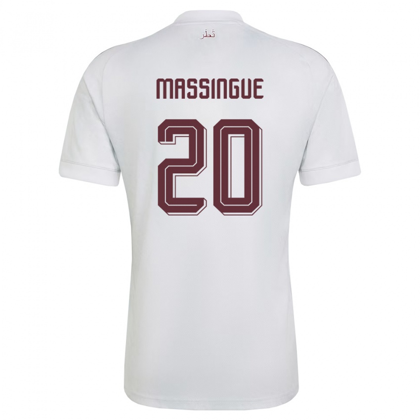 נשים קטאר Kelvin Massingue #20 לבן בורדו הרחק ג'רזי 26-28 חולצה קצרה
