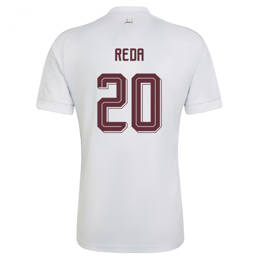 נשים קטאר Salem Reda #20 לבן בורדו הרחק ג'רזי 26-28 חולצה קצרה