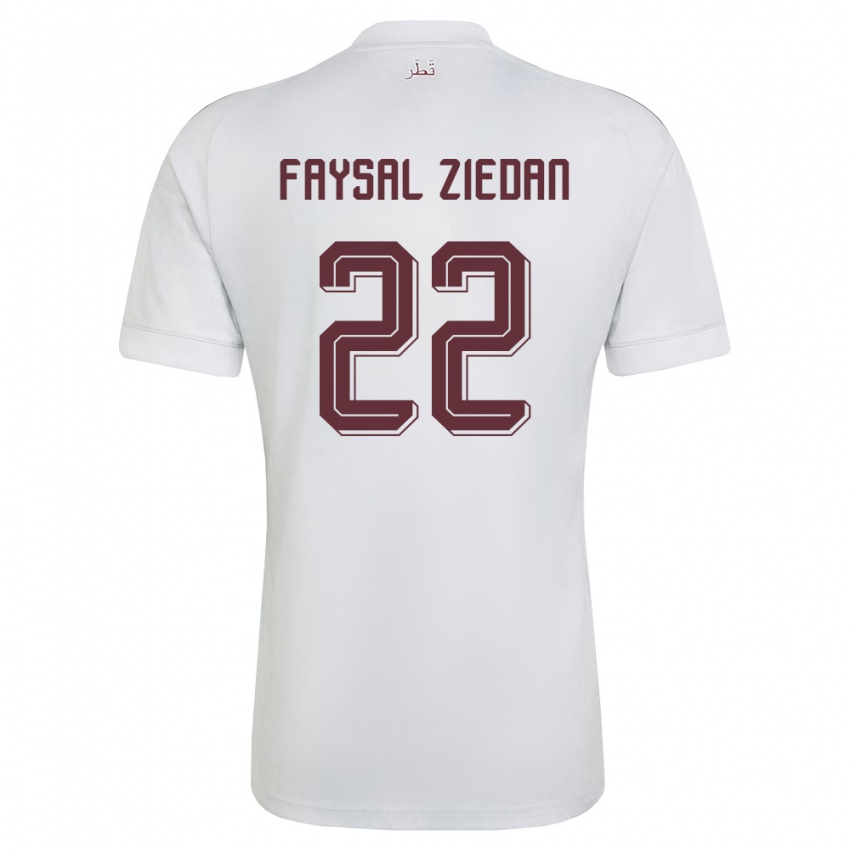 נשים קטאר Chris Faysal Ziedan #22 לבן בורדו הרחק ג'רזי 26-28 חולצה קצרה