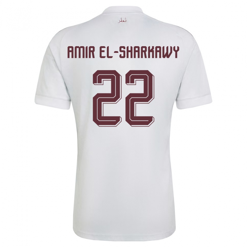 נשים קטאר Galal Amir El-Sharkawy #22 לבן בורדו הרחק ג'רזי 26-28 חולצה קצרה