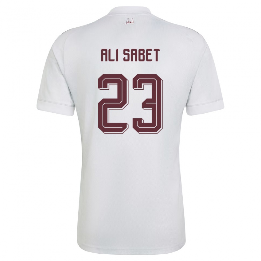נשים קטאר Omar Ali Sabet #23 לבן בורדו הרחק ג'רזי 26-28 חולצה קצרה