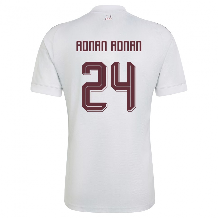 נשים קטאר Adham Adnan Adnan #24 לבן בורדו הרחק ג'רזי 26-28 חולצה קצרה