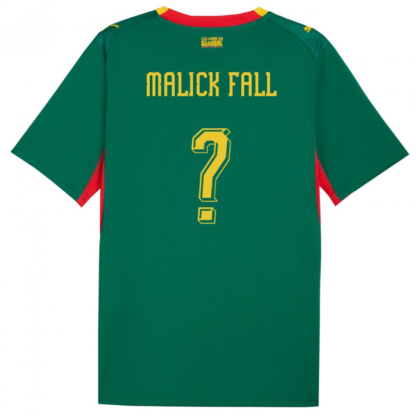 נשים סנגל El Hadji Malick Fall #0 ירוק צהוב אדום הרחק ג'רזי 26-28 חולצה קצרה