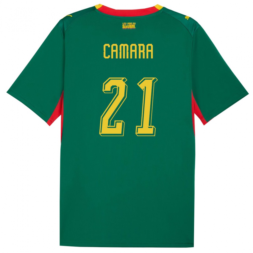 נשים סנגל Mamadou Camara #21 ירוק צהוב אדום הרחק ג'רזי 26-28 חולצה קצרה