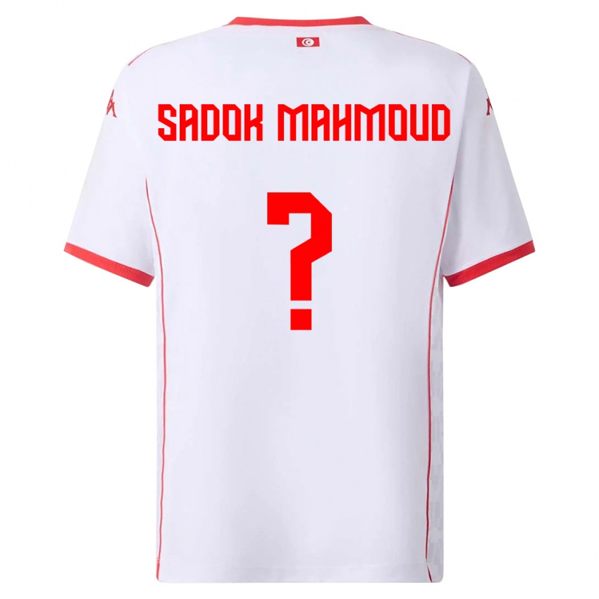 נשים תוניסיה Mohamed Sadok Mahmoud #0 לבן אדום הרחק ג'רזי 26-28 חולצה קצרה
