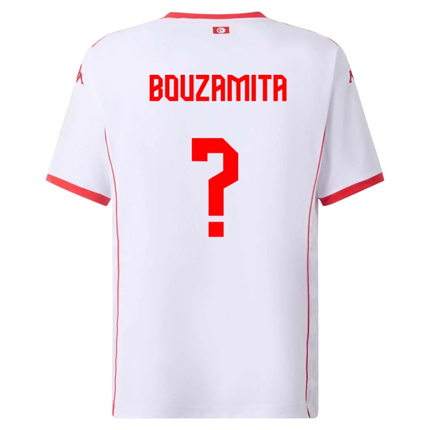 נשים תוניסיה Alexandre Bouzamita #0 לבן אדום הרחק ג'רזי 26-28 חולצה קצרה
