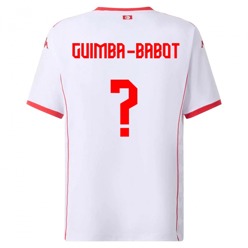 נשים תוניסיה Khays Guimba-Babot #0 לבן אדום הרחק ג'רזי 26-28 חולצה קצרה