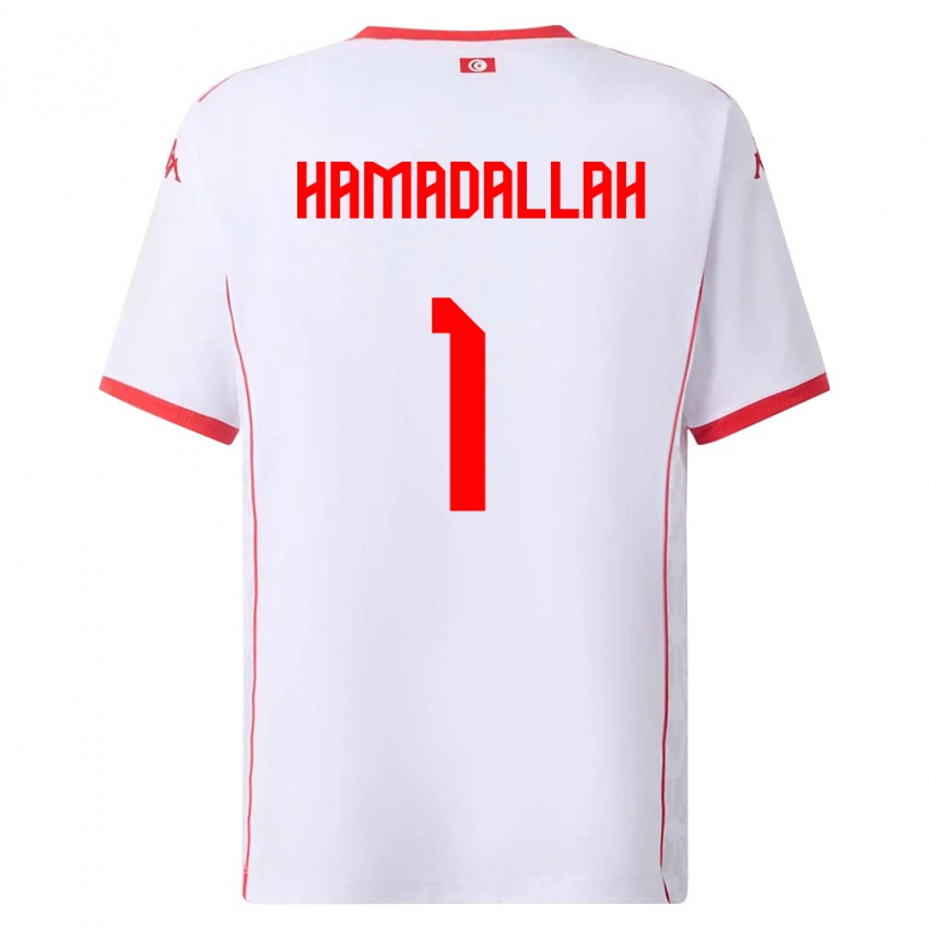 נשים תוניסיה Marouane Hamadallah #1 לבן אדום הרחק ג'רזי 26-28 חולצה קצרה