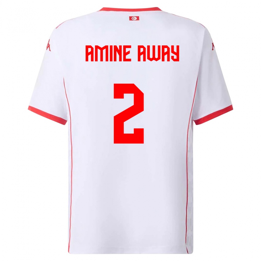 נשים תוניסיה Mohamed Amine Away #2 לבן אדום הרחק ג'רזי 26-28 חולצה קצרה