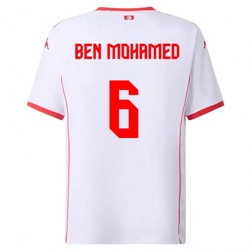 נשים תוניסיה Amir Ben Mohamed #6 לבן אדום הרחק ג'רזי 26-28 חולצה קצרה
