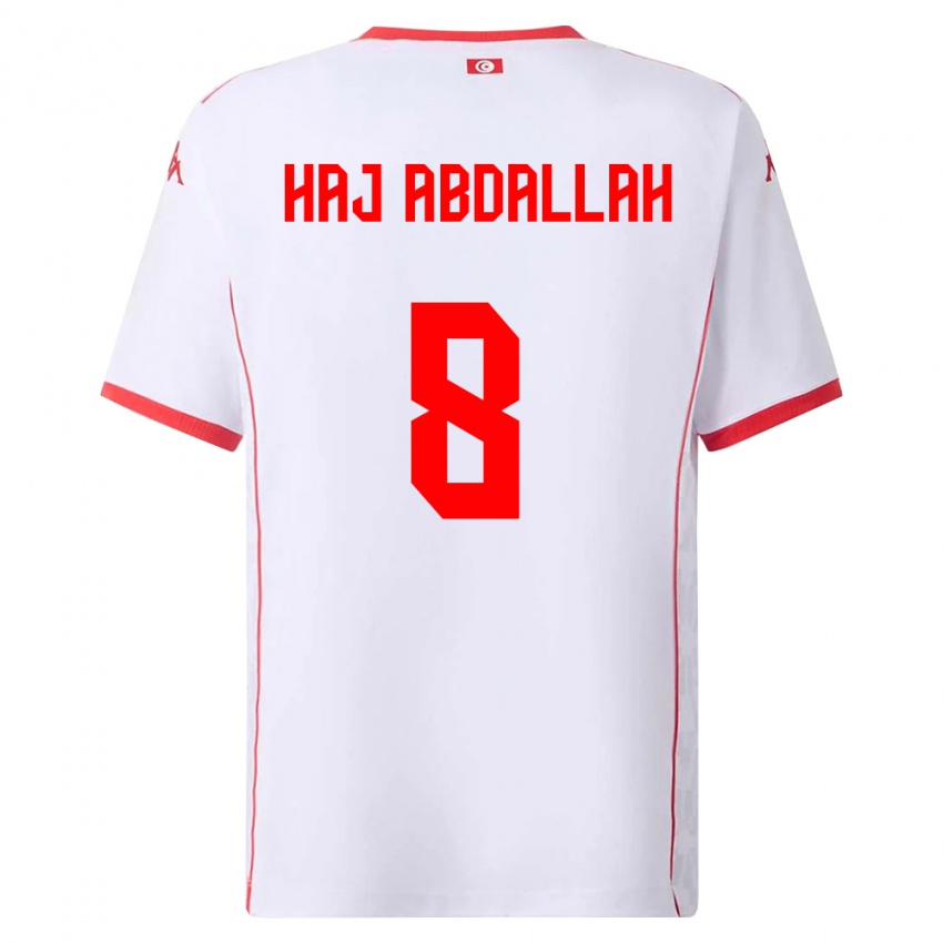 נשים תוניסיה Saifedine Haj Abdallah #8 לבן אדום הרחק ג'רזי 26-28 חולצה קצרה