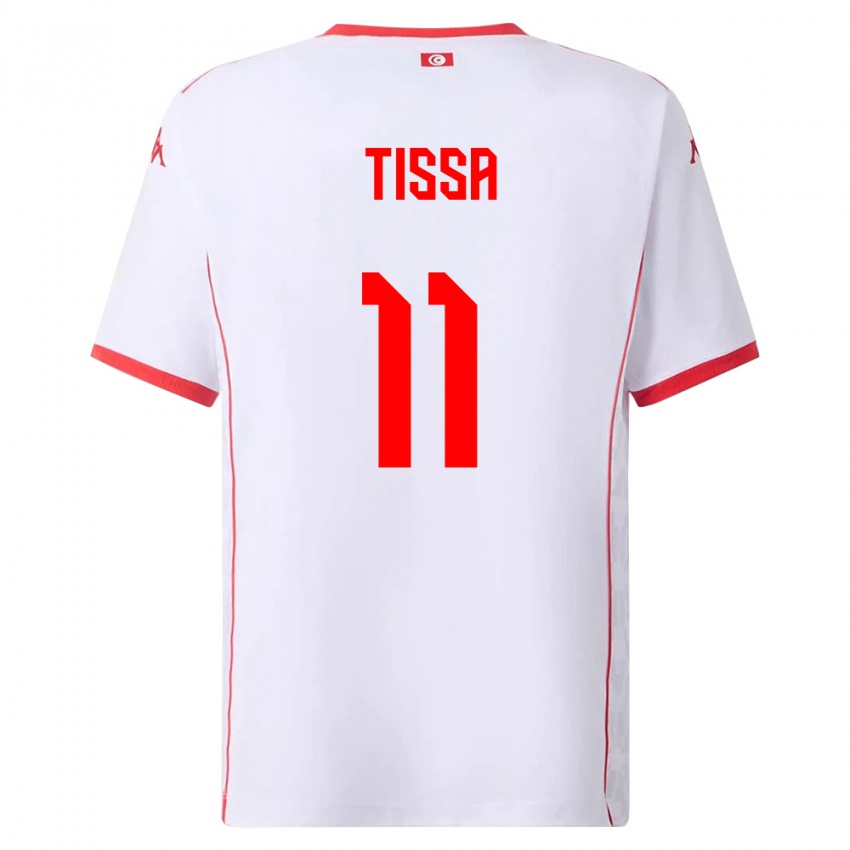 נשים תוניסיה Wassim Tissa #11 לבן אדום הרחק ג'רזי 26-28 חולצה קצרה
