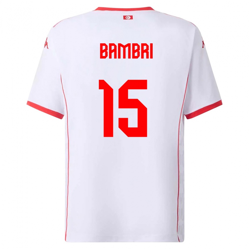 נשים תוניסיה Ahmed Bambri #15 לבן אדום הרחק ג'רזי 26-28 חולצה קצרה