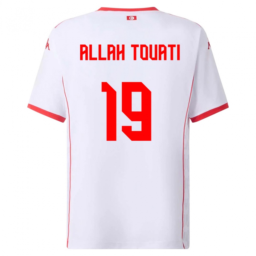נשים תוניסיה Amen Allah Touati #19 לבן אדום הרחק ג'רזי 26-28 חולצה קצרה