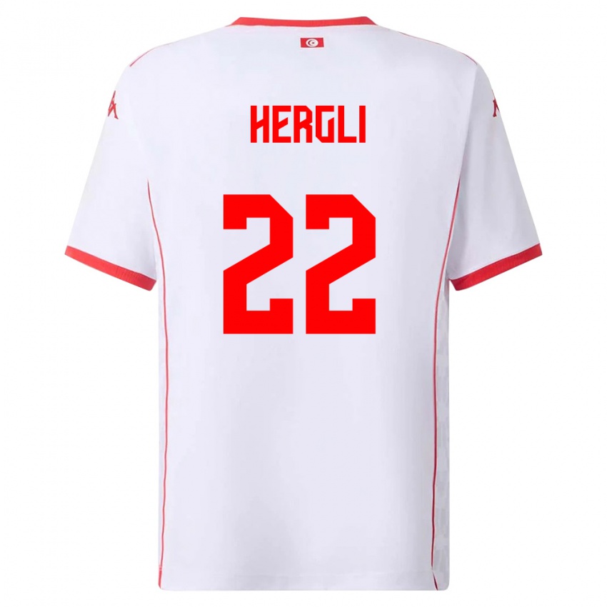 נשים תוניסיה Said Hergli #22 לבן אדום הרחק ג'רזי 26-28 חולצה קצרה