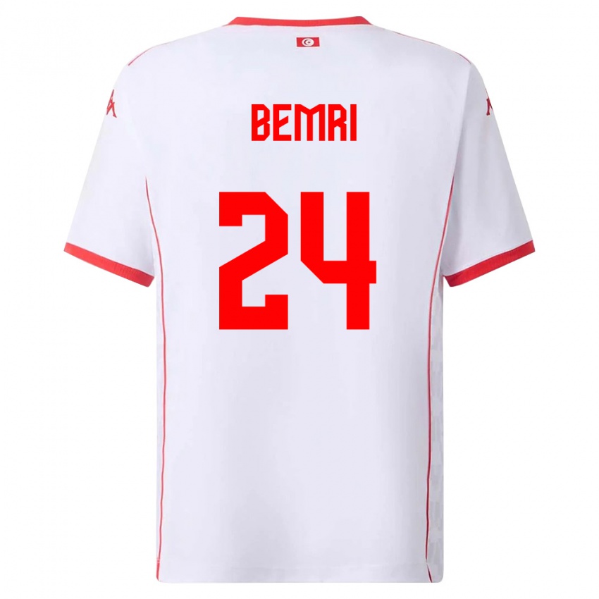 נשים תוניסיה Ahmed Bemri #24 לבן אדום הרחק ג'רזי 26-28 חולצה קצרה