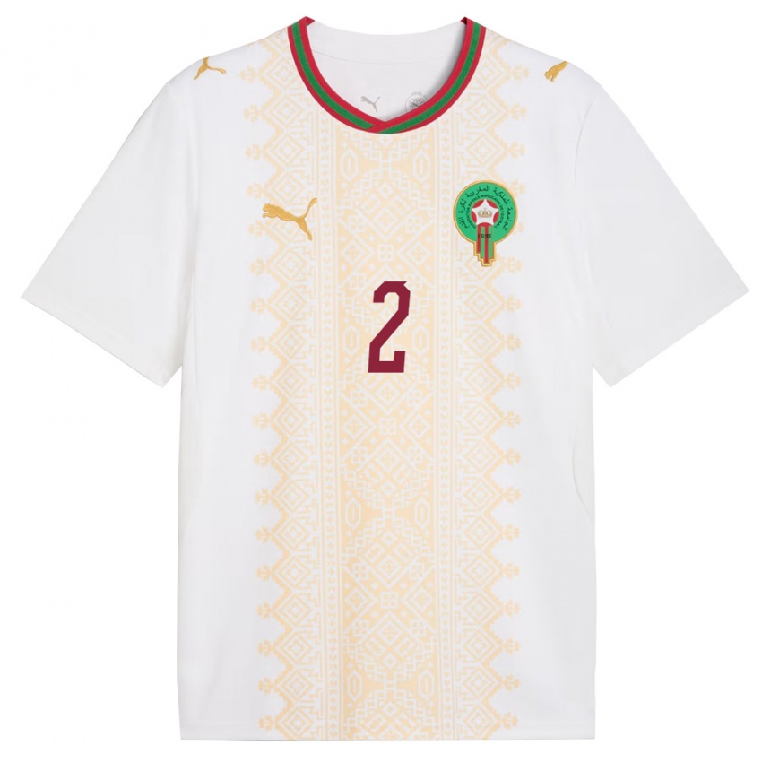 נשים מָרוֹקוֹ אשרף חכימי #2 לבן זהב אדום הרחק ג'רזי 26-28 חולצה קצרה