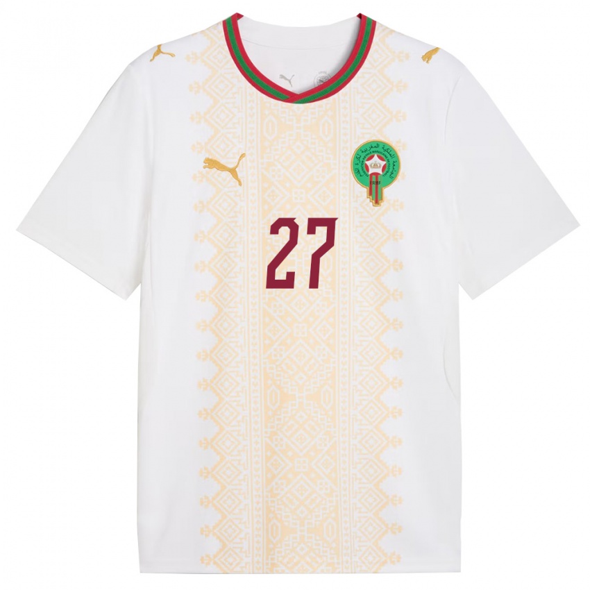 נשים מָרוֹקוֹ אמין גאזויני #27 לבן זהב אדום הרחק ג'רזי 26-28 חולצה קצרה