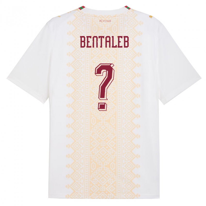 נשים מָרוֹקוֹ Hatim Bentaleb #0 לבן זהב אדום הרחק ג'רזי 26-28 חולצה קצרה