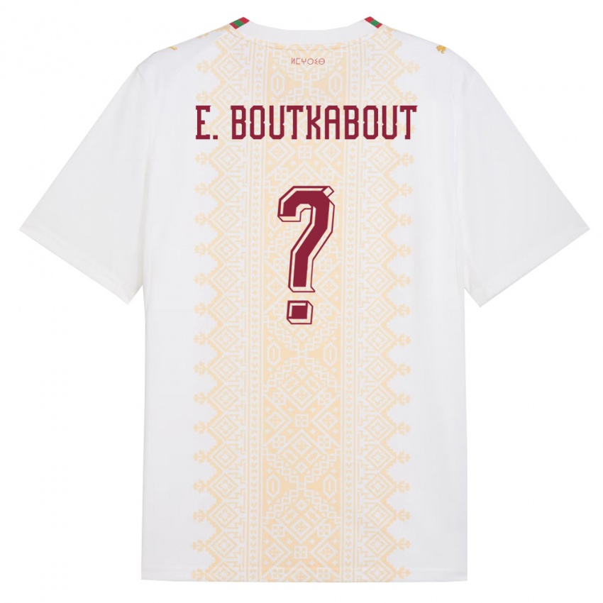 נשים מָרוֹקוֹ Saïf-Eddine Boutkabout #0 לבן זהב אדום הרחק ג'רזי 26-28 חולצה קצרה