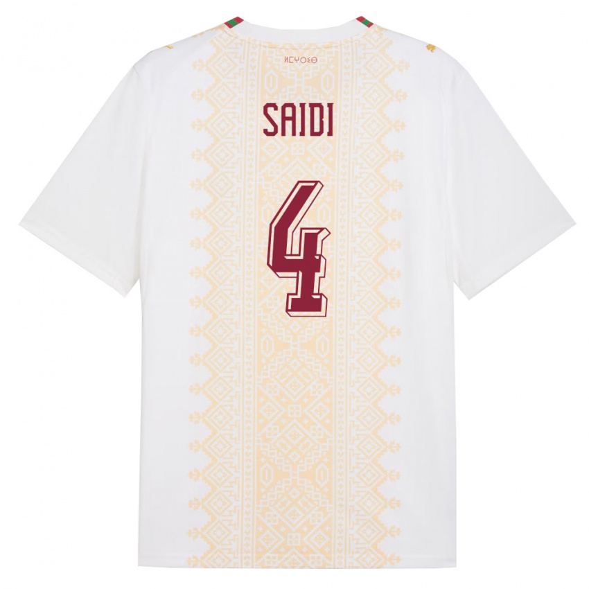 נשים מָרוֹקוֹ Obaid Saidi #4 לבן זהב אדום הרחק ג'רזי 26-28 חולצה קצרה