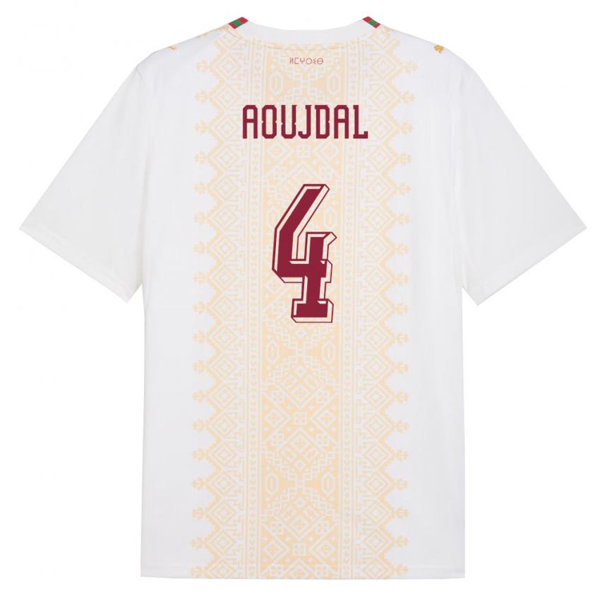 נשים מָרוֹקוֹ יוסף אוג'דל #4 לבן זהב אדום הרחק ג'רזי 26-28 חולצה קצרה