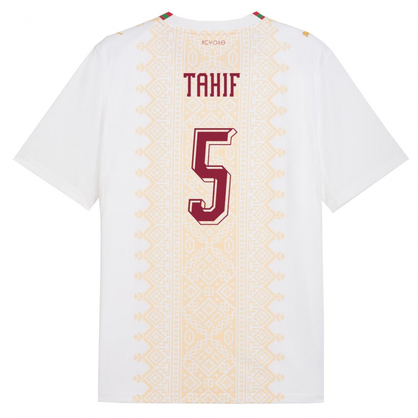 נשים מָרוֹקוֹ אדיל טאהיף #5 לבן זהב אדום הרחק ג'רזי 26-28 חולצה קצרה