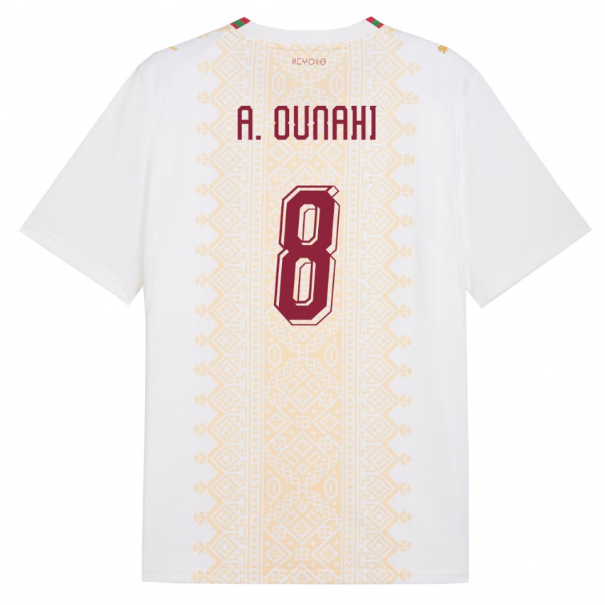 נשים מָרוֹקוֹ עזאדין אונהי #8 לבן זהב אדום הרחק ג'רזי 26-28 חולצה קצרה