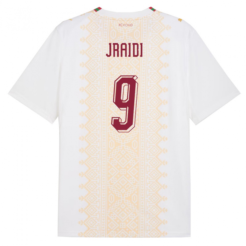 נשים מָרוֹקוֹ איבתיסאם ג'ראידי #9 לבן זהב אדום הרחק ג'רזי 26-28 חולצה קצרה