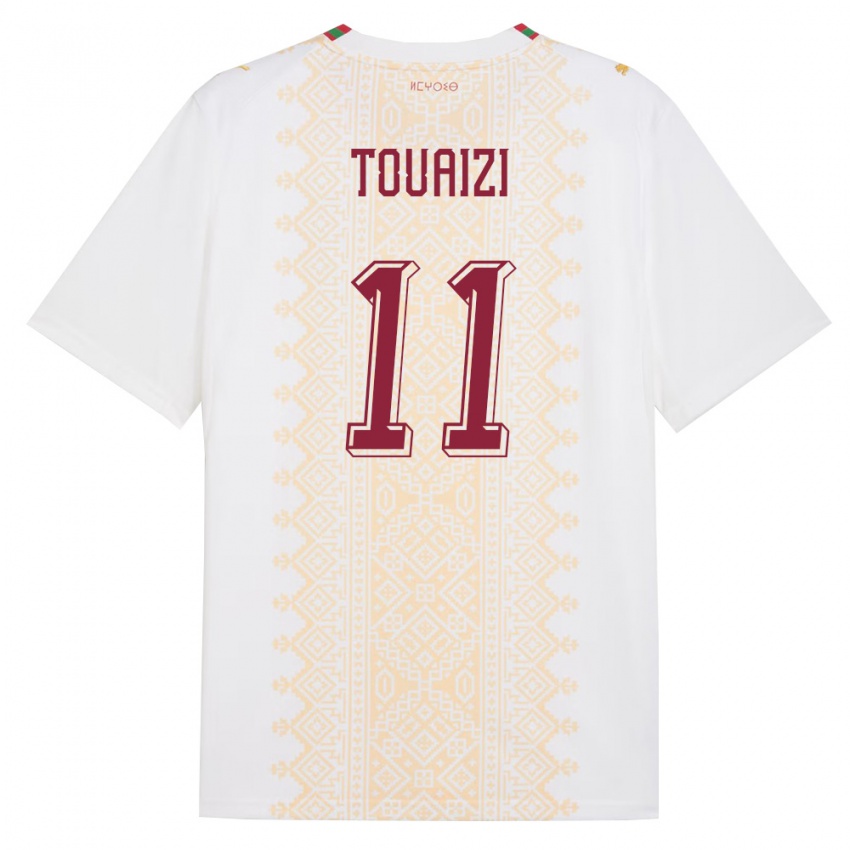 נשים מָרוֹקוֹ נביל טואיזי #11 לבן זהב אדום הרחק ג'רזי 26-28 חולצה קצרה