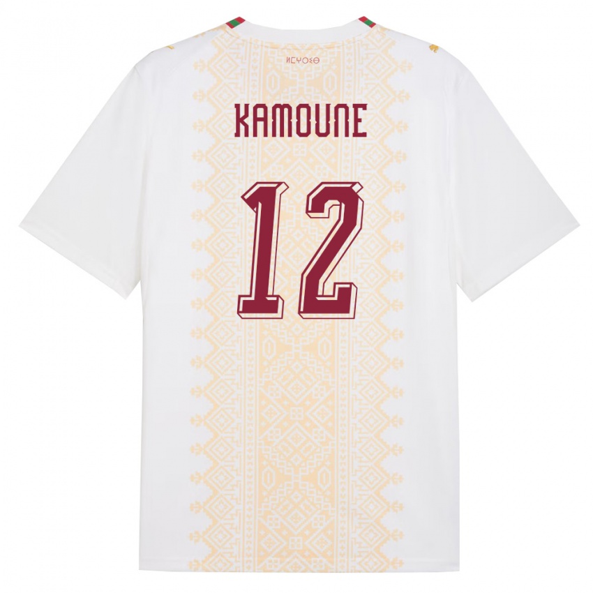 נשים מָרוֹקוֹ Soufian Kamoune #12 לבן זהב אדום הרחק ג'רזי 26-28 חולצה קצרה