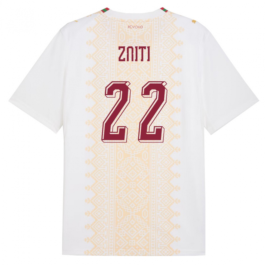 נשים מָרוֹקוֹ אנאס זניתי #22 לבן זהב אדום הרחק ג'רזי 26-28 חולצה קצרה