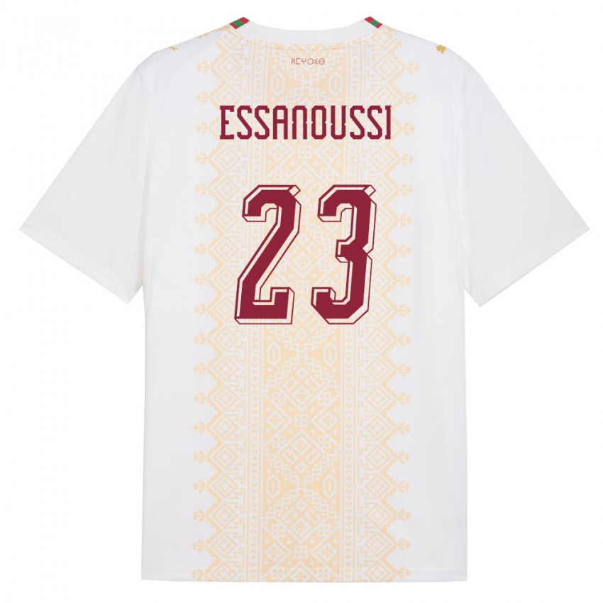 נשים מָרוֹקוֹ Zakariya Essanoussi #23 לבן זהב אדום הרחק ג'רזי 26-28 חולצה קצרה