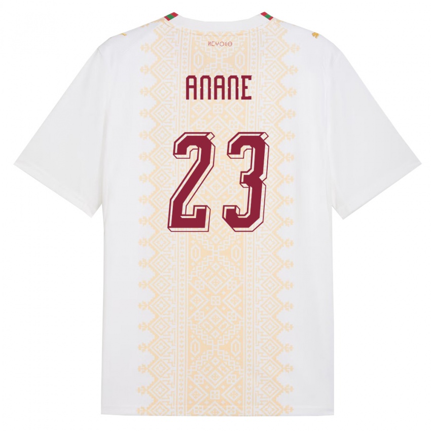 נשים מָרוֹקוֹ Abdessalam Anane #23 לבן זהב אדום הרחק ג'רזי 26-28 חולצה קצרה