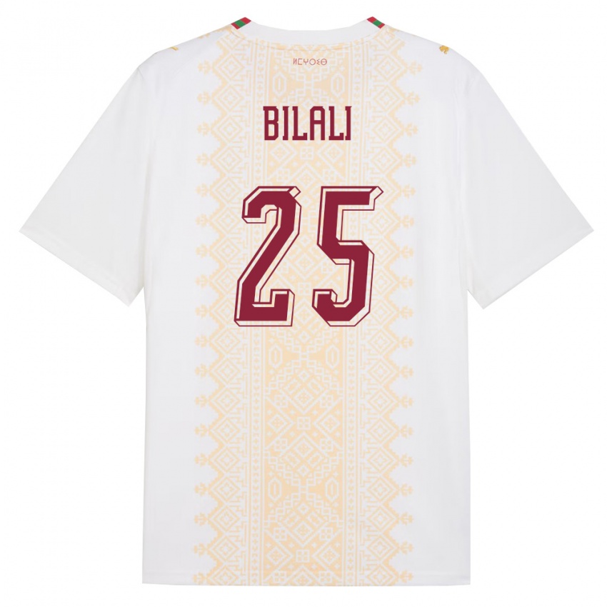 נשים מָרוֹקוֹ Elias Bilali #25 לבן זהב אדום הרחק ג'רזי 26-28 חולצה קצרה
