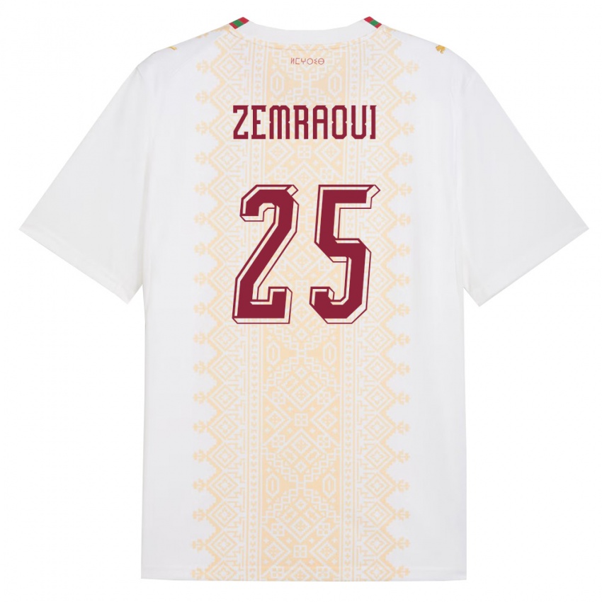נשים מָרוֹקוֹ אוסמה זמראוי #25 לבן זהב אדום הרחק ג'רזי 26-28 חולצה קצרה