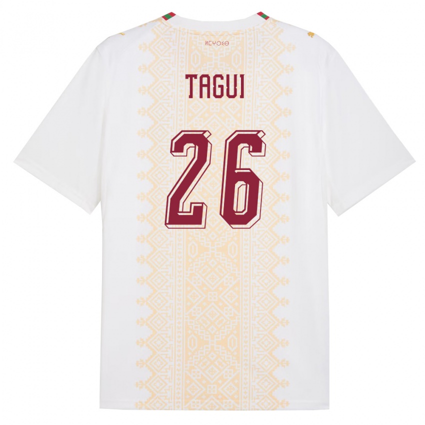 נשים מָרוֹקוֹ Salah-Eddine Tagui #26 לבן זהב אדום הרחק ג'רזי 26-28 חולצה קצרה