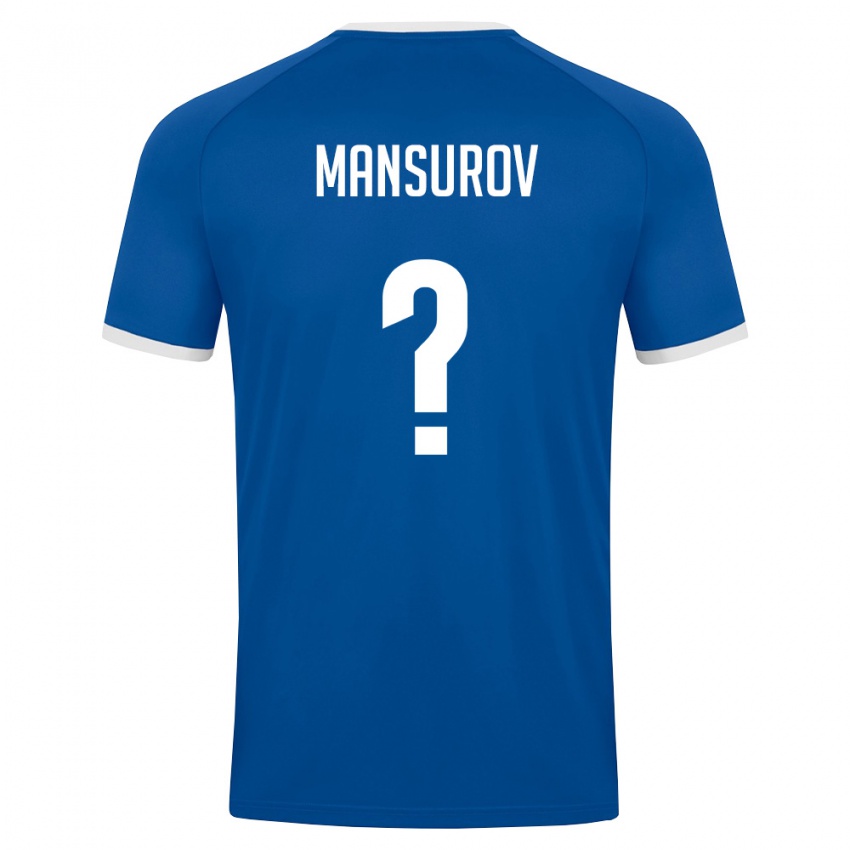 ילדים אוזבקיסטן Mukhammadjon Mansurov #0 כחול מלכותי לבן ג'רזי ביתית 26-28 חולצה קצרה
