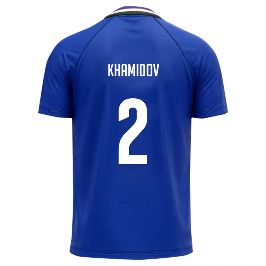 ילדים אוזבקיסטן Saidkhon Khamidov #2 כחול מלכותי לבן ג'רזי ביתית 26-28 חולצה קצרה