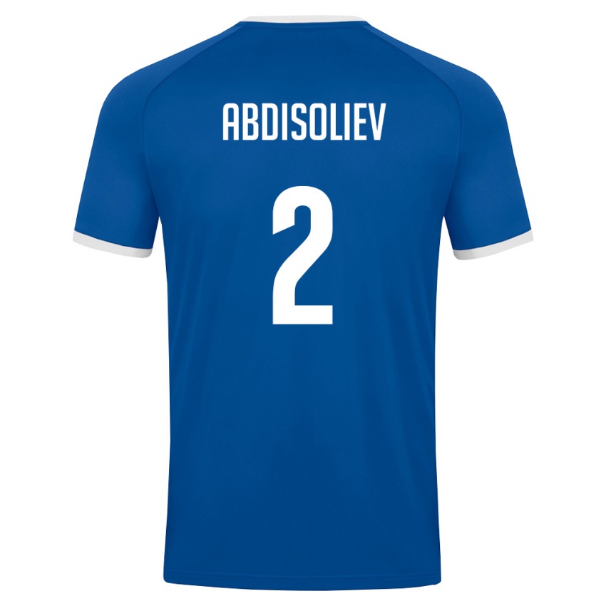 ילדים אוזבקיסטן Mashkhurbek Abdisoliev #2 כחול מלכותי לבן ג'רזי ביתית 26-28 חולצה קצרה