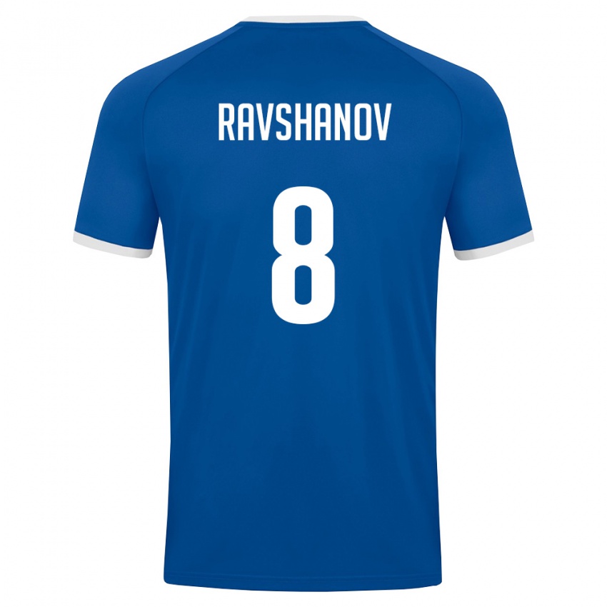 ילדים אוזבקיסטן Islom Ravshanov #8 כחול מלכותי לבן ג'רזי ביתית 26-28 חולצה קצרה