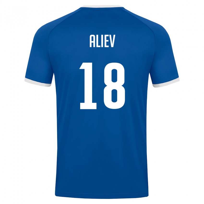 ילדים אוזבקיסטן Bilikhon Aliev #18 כחול מלכותי לבן ג'רזי ביתית 26-28 חולצה קצרה