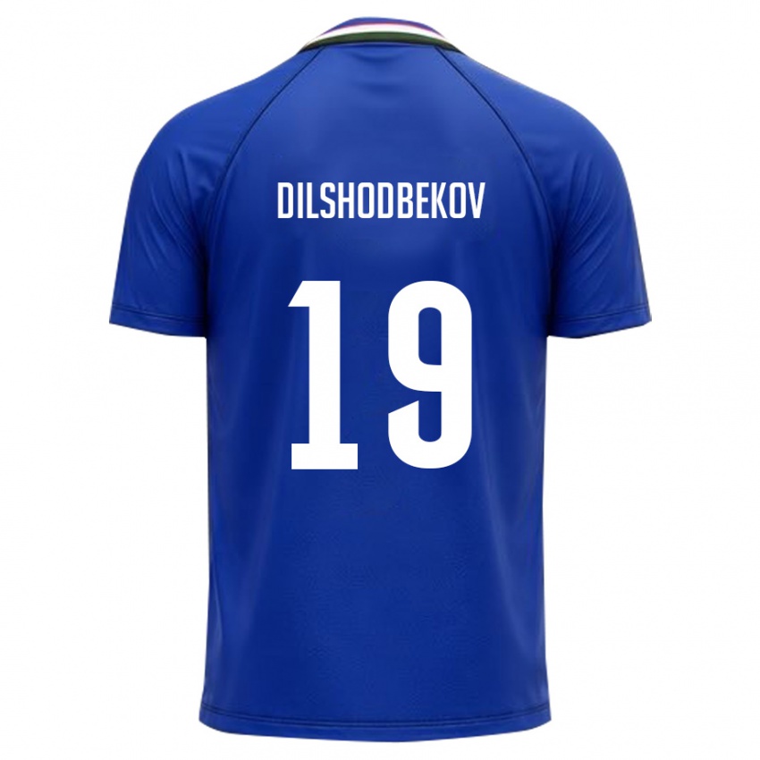 ילדים אוזבקיסטן Mukhammadali Dilshodbekov #19 כחול מלכותי לבן ג'רזי ביתית 26-28 חולצה קצרה