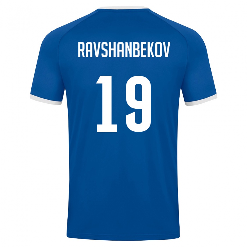 ילדים אוזבקיסטן Akhrorbek Ravshanbekov #19 כחול מלכותי לבן ג'רזי ביתית 26-28 חולצה קצרה