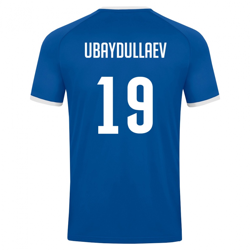 ילדים אוזבקיסטן Javokhir Ubaydullaev #19 כחול מלכותי לבן ג'רזי ביתית 26-28 חולצה קצרה