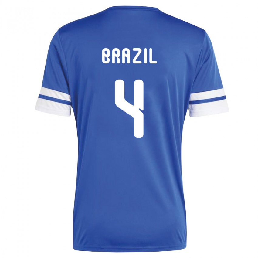 ילדים קוראסאו Keano Brazil #4 כהה לבן ג'רזי ביתית 26-28 חולצה קצרה