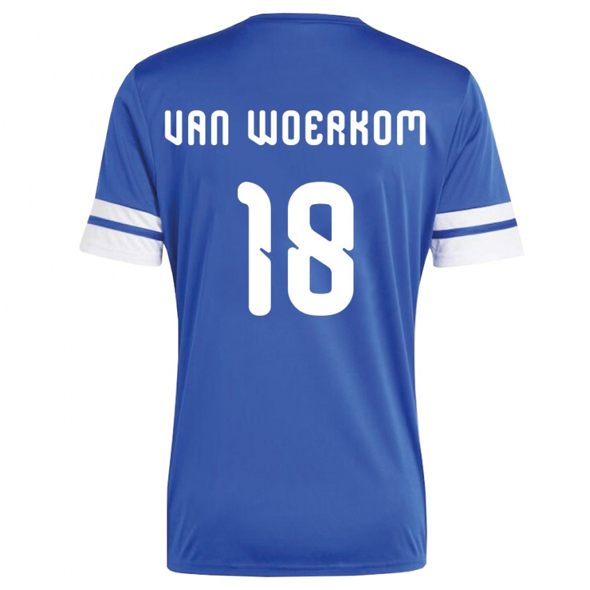 ילדים קוראסאו Sebastian Van Woerkom #18 כהה לבן ג'רזי ביתית 26-28 חולצה קצרה