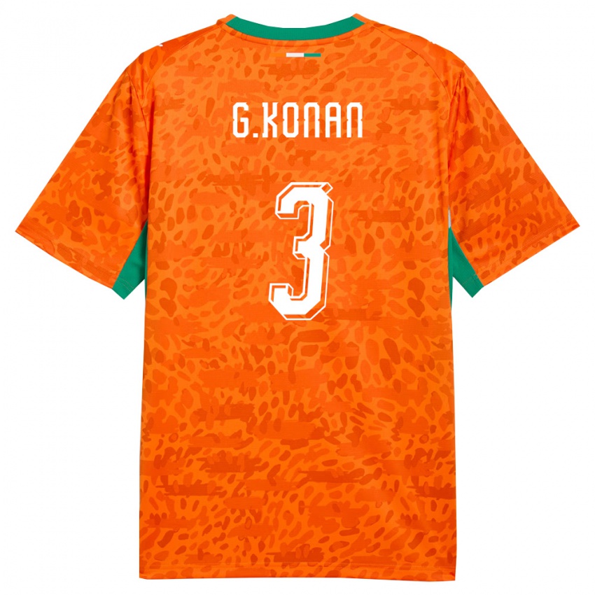 ילדים חוף השנהב ז'יסלן קונאן #3 כתום ירוק לבן ג'רזי ביתית 26-28 חולצה קצרה