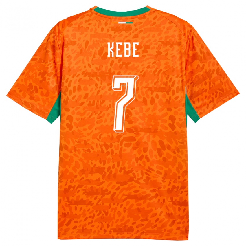 ילדים חוף השנהב Bakary Kebe #7 כתום ירוק לבן ג'רזי ביתית 26-28 חולצה קצרה